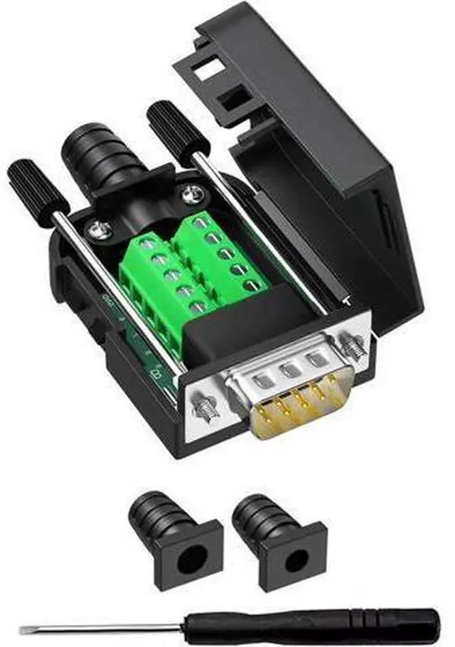 Main image of DB9 Male RS232 Breakout Board Solderless Screw Terminal Module with Housing & Long Mounting Bolts, 9Pin D-SUB Serial Adapter
