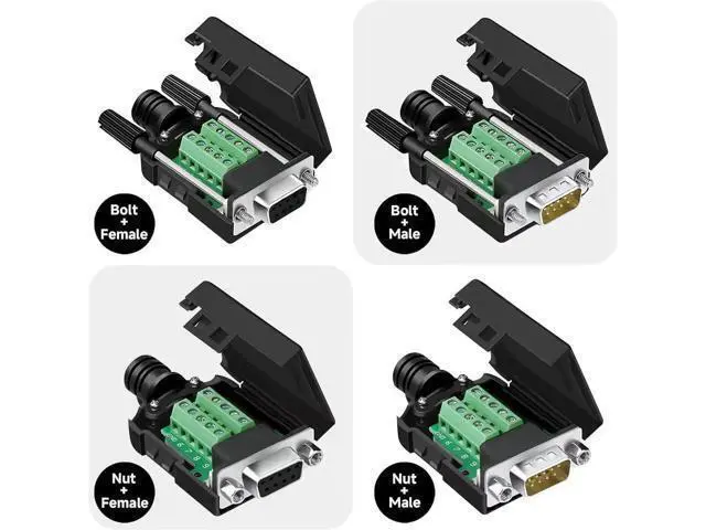 Alt view image 3 of 5 - DB9 Male RS232 Breakout Board Solderless Screw Terminal Module with Housing & Long Mounting Bolts, 9Pin D-SUB Serial Adapter