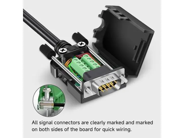 Alt view image 5 of 5 - DB9 Male RS232 Breakout Board Solderless Screw Terminal Module with Housing & Long Mounting Bolts, 9Pin D-SUB Serial Adapter
