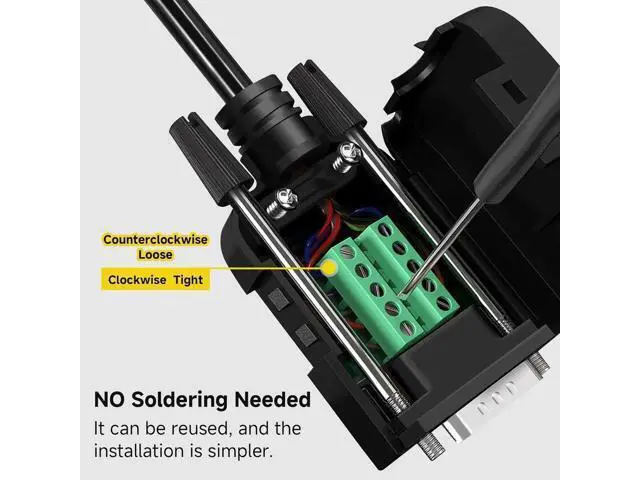 Alt view image 4 of 5 - DB9 Male RS232 Breakout Board Solderless Screw Terminal Module with Housing & Long Mounting Bolts, 9Pin D-SUB Serial Adapter