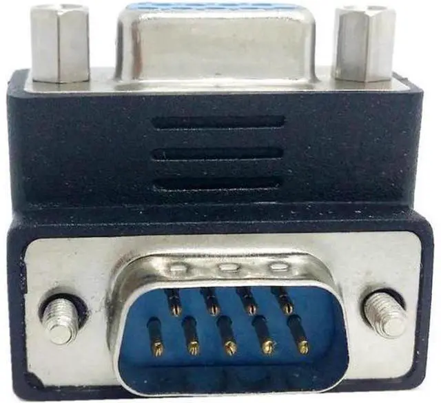 Main image of Right-Angled 90° DSUB RS232 9Pin Male to Female Downward Elbow Adapter, D-SUB Serial Port Extender for PC, Projector & Display Devices