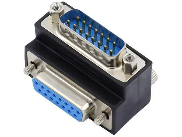 Alt view image 5 of 7 - 90 Degree Up Angled DB15 Male to Female Coupler, 15Pin D-SUB RS232 Serial Right Angle Extension Adapter