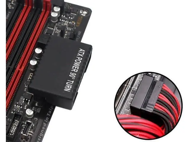 Alt view image 3 of 6 - 90 Degree Right Angle ATX 24Pin Male to Female Power Adapter for Desktop Motherboard