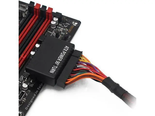 Alt view image 2 of 6 - 90 Degree Right Angle ATX 24Pin Male to Female Power Adapter for Desktop Motherboard