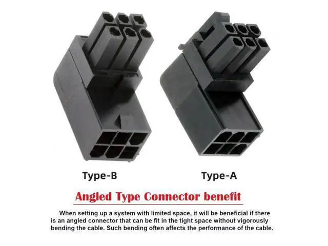 Alt view image 2 of 7 - 2 Pack 90° Up/Down Angled ATX 6Pin Male to Female GPU Power Adapter Connector
