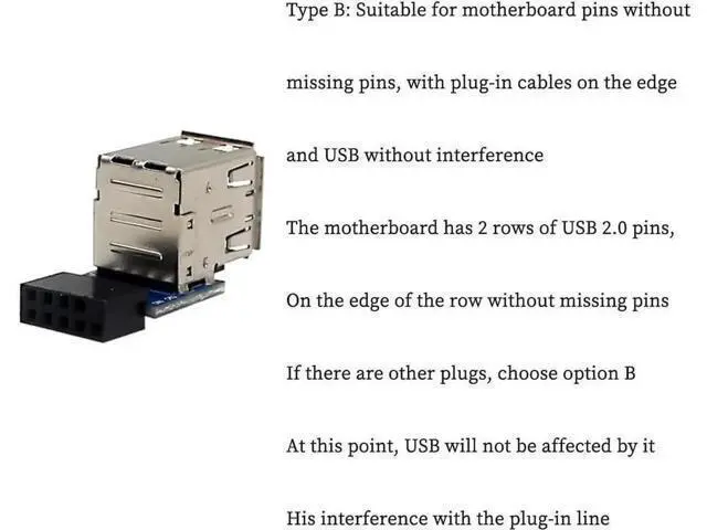 Alt view image 3 of 5 - PH29B USB2.0 9Pin Header Splitter PCB Adapter, 9Pin Female To Dual USB-A Female Internal Motherboard Converter For Desktop PC RGB Fans & Internal USB Dongles (No Cable, 1 Pack)