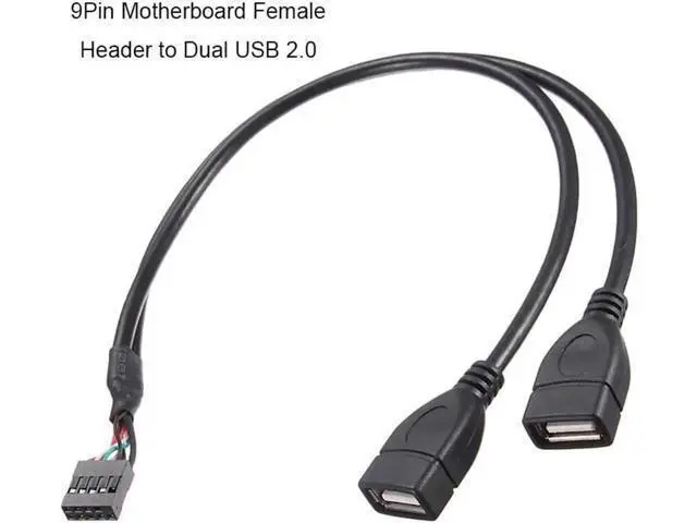 Alt view image 4 of 6 - 11.81 Inch Motherboard 9Pin USB2.0 Splitter Cable, Single 9Pin Header to Dual USB 2.0 Female Internal Extension Adapter Wire