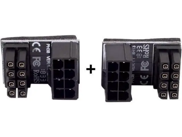 Alt view image 7 of 7 - 180 Degree U-Shaped ATX 8Pin Female to Male Angled Power Adapter for Desktop Graphics Cards