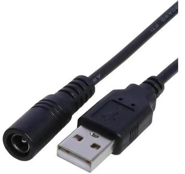 Main image of USB 2.0 Type A Male to DC 5.5mm×2.1mm Female Jack Power Cable, 5V USB to DC Barrel Socket Adapter Cord for USB Fans & Mini Speakers