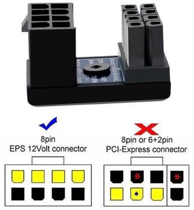 Alt view image 6 of 6 - 2 Pack 360° Rotatable Up/Down Angled ATX 8P EPS Male to Female 12V CPU Power Adapter