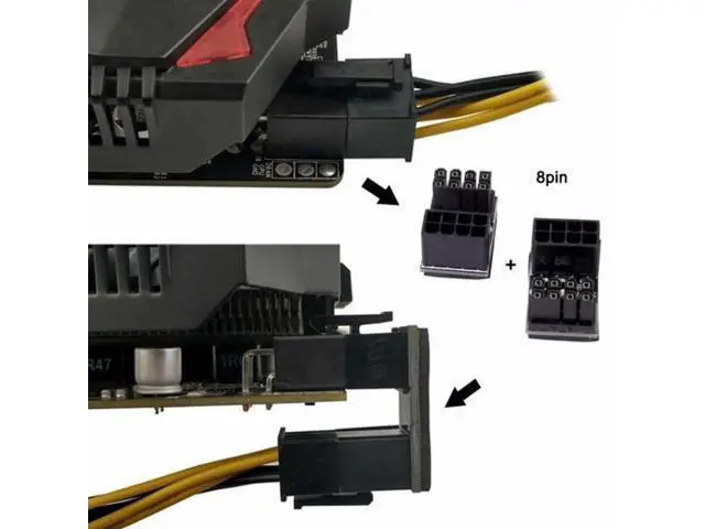 Alt view image 3 of 6 - 2 Pack 360° Rotatable Up/Down Angled ATX 8Pin Male to Female 12V GPU Power Adapter Connector