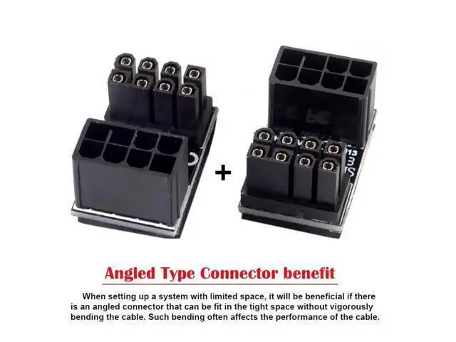 Alt view image 6 of 6 - 2 Pack 360° Rotatable Up/Down Angled ATX 8Pin Male to Female 12V GPU Power Adapter Connector
