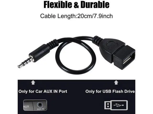 Alt view image 5 of 6 - USB 2.0 Female to 3.5mm Male AUX OTG Adapter Cable, 1/8 Inch Audio Jack Converter for Car Stereo to Play Music from USB Flash Drives