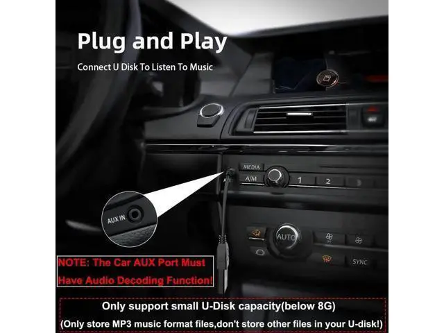 Alt view image 6 of 6 - USB 2.0 Female to 3.5mm Male AUX OTG Adapter Cable, 1/8 Inch Audio Jack Converter for Car Stereo to Play Music from USB Flash Drives