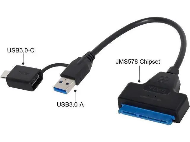 Alt view image 2 of 7 - 2 in 1 SATA to USB 3.0 Adapter Cable, USB 3.0 SATA Hard Drive Reader Converter for 2.5 Inch SATA HDD SSD, External Storage Cable Supports UASP Fast Data Transfer