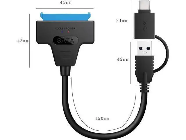 Alt view image 4 of 7 - 2 in 1 SATA to USB 3.0 Adapter Cable, USB 3.0 SATA Hard Drive Reader Converter for 2.5 Inch SATA HDD SSD, External Storage Cable Supports UASP Fast Data Transfer