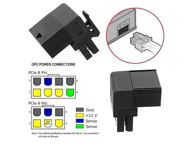 Alt view image 7 of 7 - 2 Pack 90° Up & Down Angled ATX 8Pin Male to Female GPU Power Port Adapter