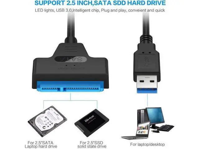 Alt view image 3 of 7 - SATA III to USB 3.0 Adapter Cable, High Speed SATA Hard Drive Converter for 2.5 Inch SATA HDD & SSD, UASP Protocol Supported External Storage Connector