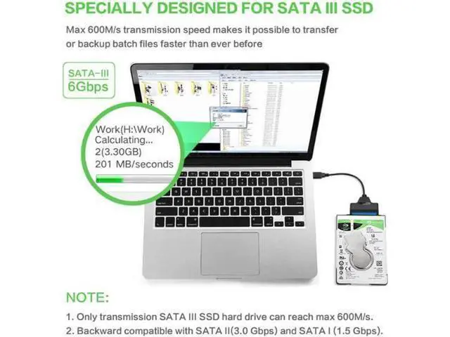 Alt view image 4 of 7 - SATA III to USB 3.0 Adapter Cable, High Speed SATA Hard Drive Converter for 2.5 Inch SATA HDD & SSD, UASP Protocol Supported External Storage Connector