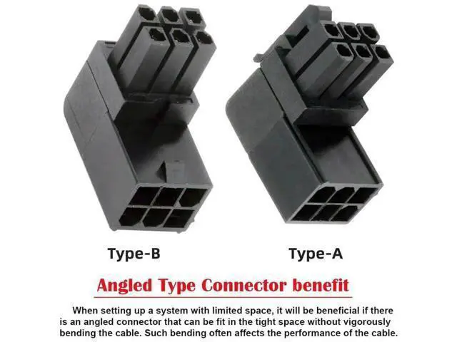 Alt view image 5 of 7 - 2 Pack 90 Degree Up/Down ATX 6Pin Male to Female GPU Power Angle Adapter Connector