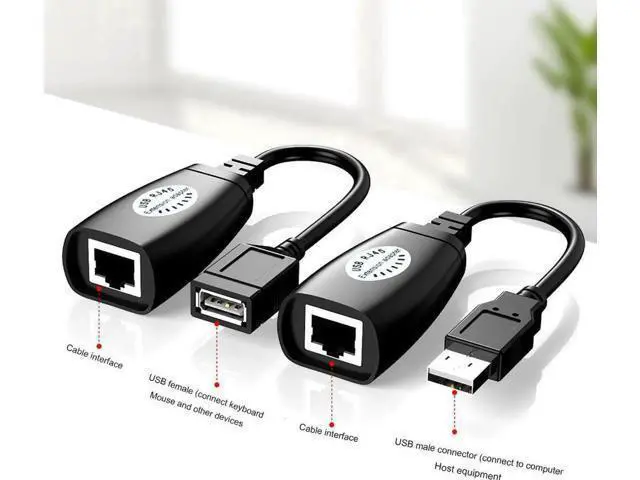 Alt view image 2 of 5 - USB 2.0 to RJ45 LAN Extender Adapter, USB Signal Over Cat5/Cat5e/Cat6 Ethernet Cable Extension Cord for Remote USB Device Transmission