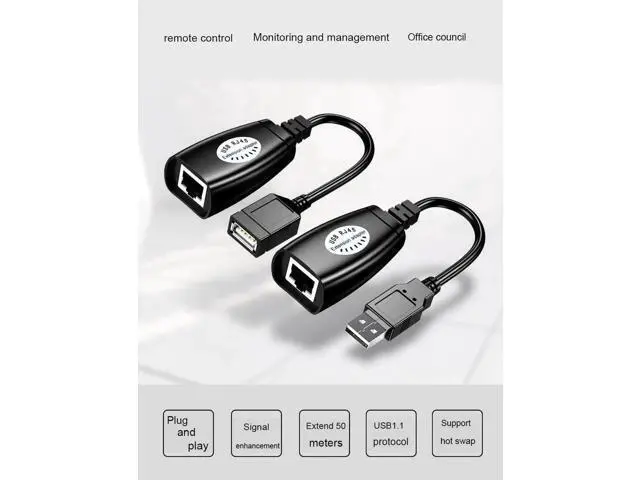 Alt view image 3 of 5 - USB 2.0 to RJ45 LAN Extender Adapter, USB Signal Over Cat5/Cat5e/Cat6 Ethernet Cable Extension Cord for Remote USB Device Transmission