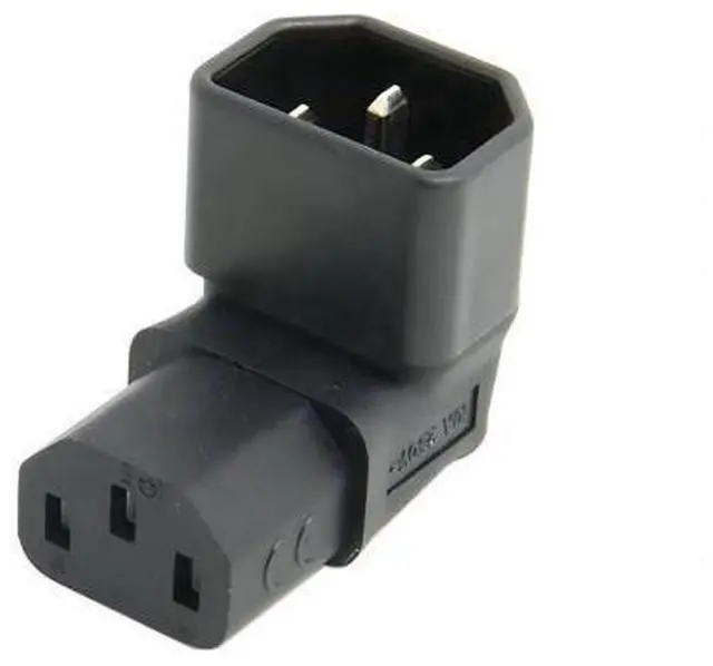 Main image of 90 Degree Down Angled IEC C14 Male to C13 Female Power Extension Adapter 10A 250V for PC Monitor PDU Server Chassis Printer