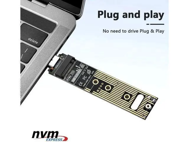 Alt view image 4 of 7 - USB 3.1 Gen 2 M.2 NVMe SSD Adapter, 10Gbps M-Key External SSD Reader with UASP, Supports Up to 4TB, Fits 2230/2242/2260/2280 NVMe Drives Only