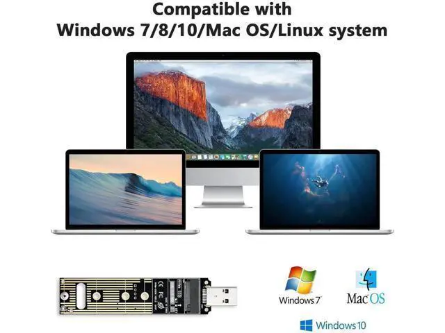 Alt view image 7 of 7 - USB 3.1 Gen 2 M.2 NVMe SSD Adapter, 10Gbps M-Key External SSD Reader with UASP, Supports Up to 4TB, Fits 2230/2242/2260/2280 NVMe Drives Only