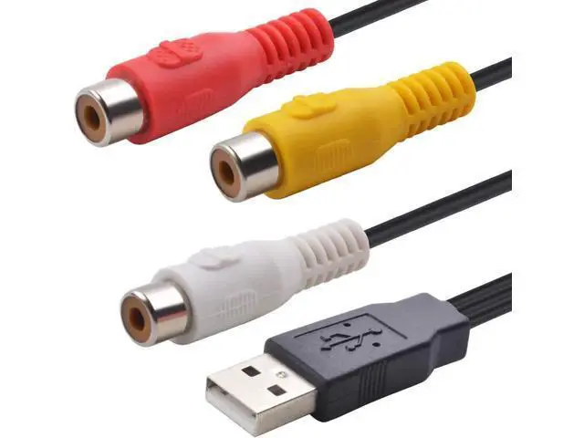 Alt view image 3 of 6 - USB 2.0 Male to 3RCA Female AV Composite Audio Video Capture Cable, USB to RCA Capture Adapter Cord for PC MAC HDD DVR, 1 Pack
