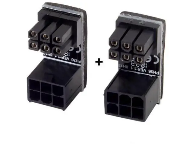 Alt view image 7 of 7 - 2 Pack 180 Degree Angled ATX 6Pin GPU Power Connector Adapter for Desktop Graphics Cards