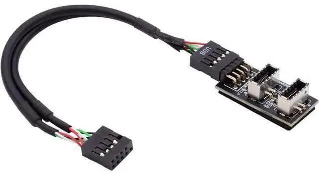 Main image of Motherboard USB 2.0 9Pin Header to Dual USB 3.2 Type-E Key-A Front Panel Splitter Cable, 6 Inch Internal Extension Adapter, 9Pin Header to 2 USB 3.2 Type-E Motherboard Connectors