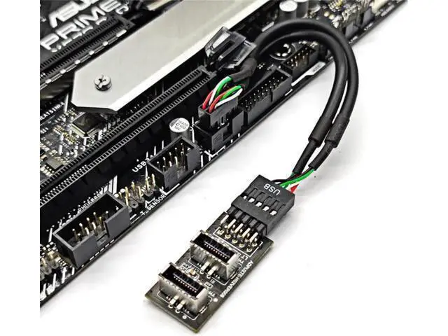 Alt view image 2 of 6 - Motherboard USB 2.0 9Pin Header to Dual USB 3.2 Type-E Key-A Front Panel Splitter Cable, 6 Inch Internal Extension Adapter, 9Pin Header to 2 USB 3.2 Type-E Motherboard Connectors
