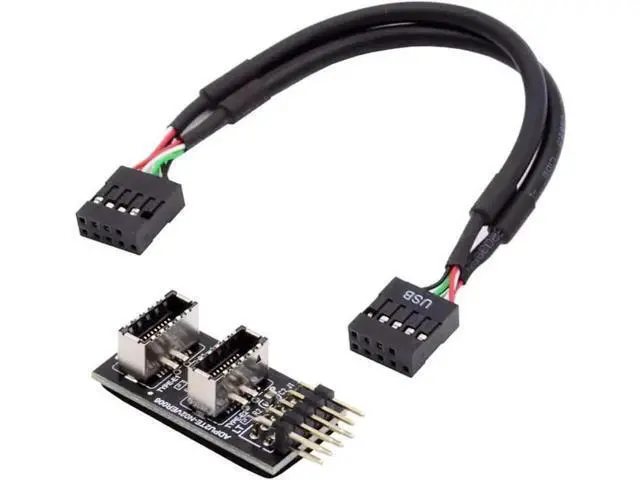 Alt view image 6 of 6 - Motherboard USB 2.0 9Pin Header to Dual USB 3.2 Type-E Key-A Front Panel Splitter Cable, 6 Inch Internal Extension Adapter, 9Pin Header to 2 USB 3.2 Type-E Motherboard Connectors