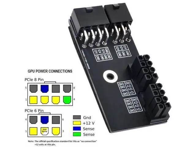 Alt view image 2 of 7 - 180 Degree Angled Dual ATX 8Pin Female to 6+8Pin Male GPU Power Adapter, Reverse Bend Power Connector for NVIDIA RTX 3080 3090 Graphics Cards
