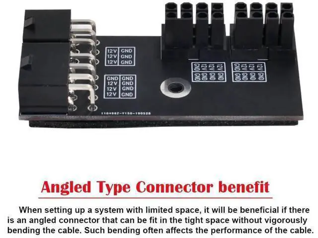 Alt view image 5 of 7 - 180 Degree Angled Dual ATX 8Pin Female to 6+8Pin Male GPU Power Adapter, Reverse Bend Power Connector for NVIDIA RTX 3080 3090 Graphics Cards
