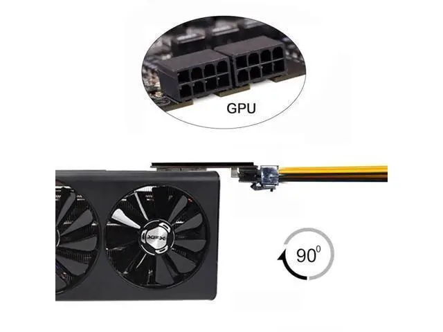 Alt view image 6 of 7 - 180 Degree Angled Dual ATX 8Pin Female to 6+8Pin Male GPU Power Adapter, Reverse Bend Power Connector for NVIDIA RTX 3080 3090 Graphics Cards