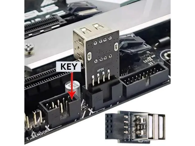 Alt view image 3 of 7 - 2-Pack Horizontal 9/10Pin Motherboard Header to Dual USB 2.0 Female Adapter, Internal Mainboard USB 2.0 Converter for DIY PC, Gaming Cases