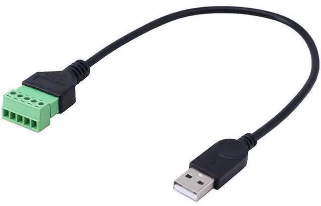 Main image of 1ft USB 2.0 Type A Male to 5-Pin Screw Terminal Female Cable, Solderless Adapter for Charging & Data Transfer
