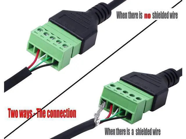 Alt view image 5 of 7 - 1ft USB 2.0 Type A Male to 5-Pin Screw Terminal Female Cable, Solderless Adapter for Charging & Data Transfer