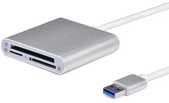 Main image of Aluminum USB 3.0 Multi Card Reader, 3 Ports Memory Card Reader Writer Adapter, Supports CF SD TF Micro SD SDHC SDXC UHS-I MMC MD Cards, Plug and Play for Windows Mac Laptop Desktop