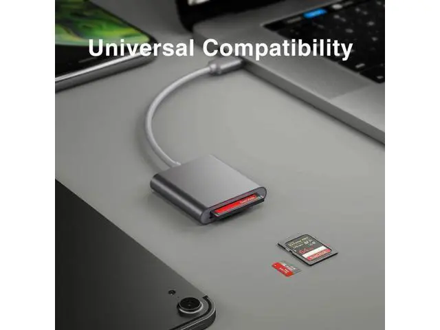 Alt view image 6 of 7 - Aluminum USB 3.0 Multi Card Reader, 3 Ports Memory Card Reader Writer Adapter, Supports CF SD TF Micro SD SDHC SDXC UHS-I MMC MD Cards, Plug and Play for Windows Mac Laptop Desktop