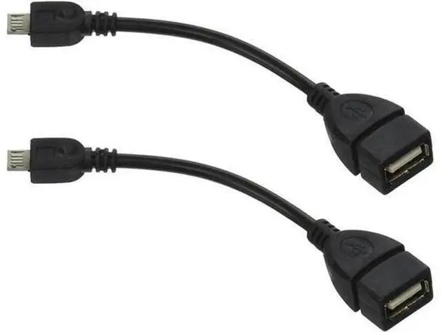 Main image of 2 Pack Black USB 2.0 Micro USB OTG Adapter, Micro Male to USB Female OTG Cable for Samsung, LG and Android Phones