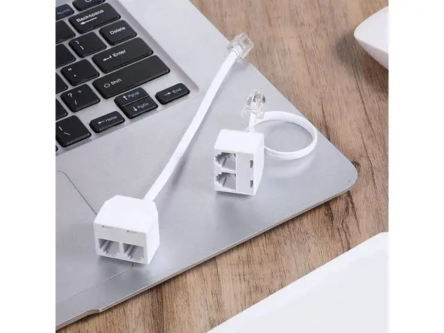 Alt view image 2 of 7 - 2 Pack White RJ11 6P4C Telephone Splitter, 1 Male to Dual Female 2-Way Landline Phone Jack Separator Adapter for Phones & Fax Machines