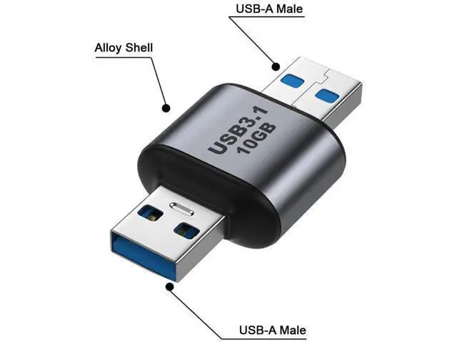 Alt view image 5 of 7 - USB 3.0/3.1 Type A Male to Male Data Adapter, 10Gbps High Speed USB A to A Extension Cable Connector for Laptop Desktop PC Peripherals