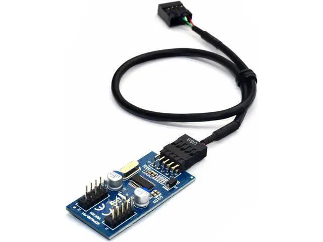 Alt view image 2 of 5 - 30CM Motherboard USB2.0 9Pin 1-to-2 Splitter Cable, Single 9Pin Male to Dual 9Pin Male Internal Header Extension Adapter