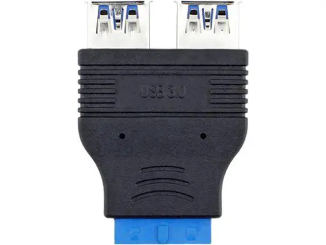 Alt view image 2 of 4 - Dual Port USB 3.0 Internal Header Adapter, 20Pin/19Pin Motherboard Header to 2 USB-A Female Ports Extension Cable