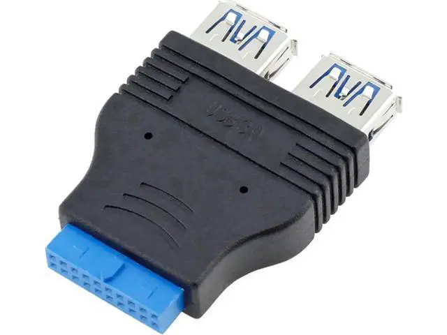 Alt view image 4 of 4 - Dual Port USB 3.0 Internal Header Adapter, 20Pin/19Pin Motherboard Header to 2 USB-A Female Ports Extension Cable