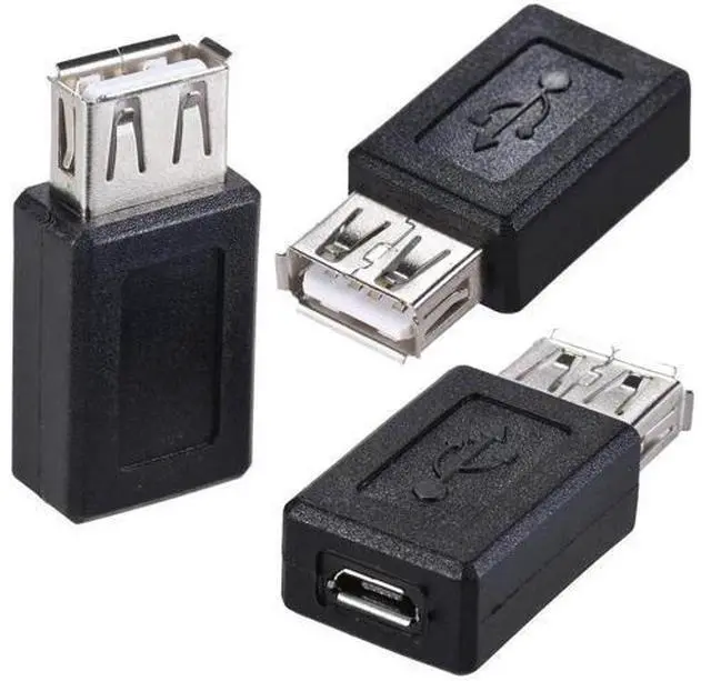 Main image of 3 Pack USB 2.0 A Female to Micro USB Female Adapter Converter, Bidirectional Connector for Charging & Data Sync