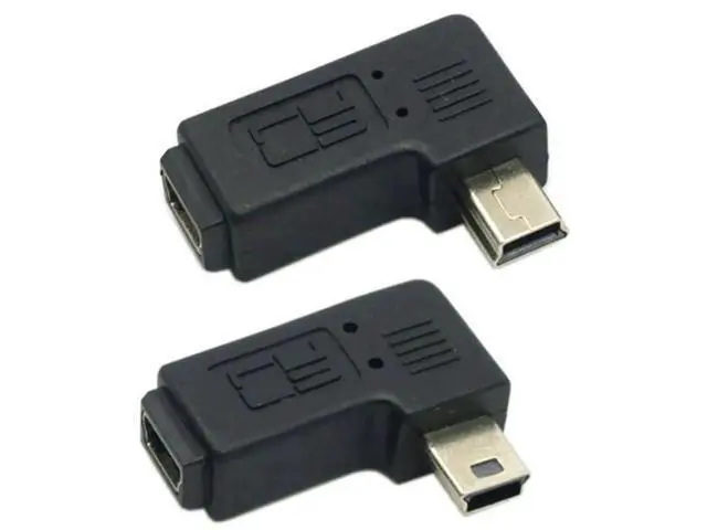Alt view image 4 of 7 - 2 Pack 90 Degree Left & Right Angled Mini USB 5Pin Male to Female Extension Adapter